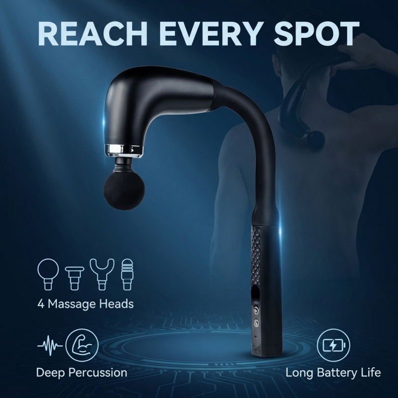Electric Massage Gun Deep Tissue - مسدس تدليك كهربائي للعضلات مع 4