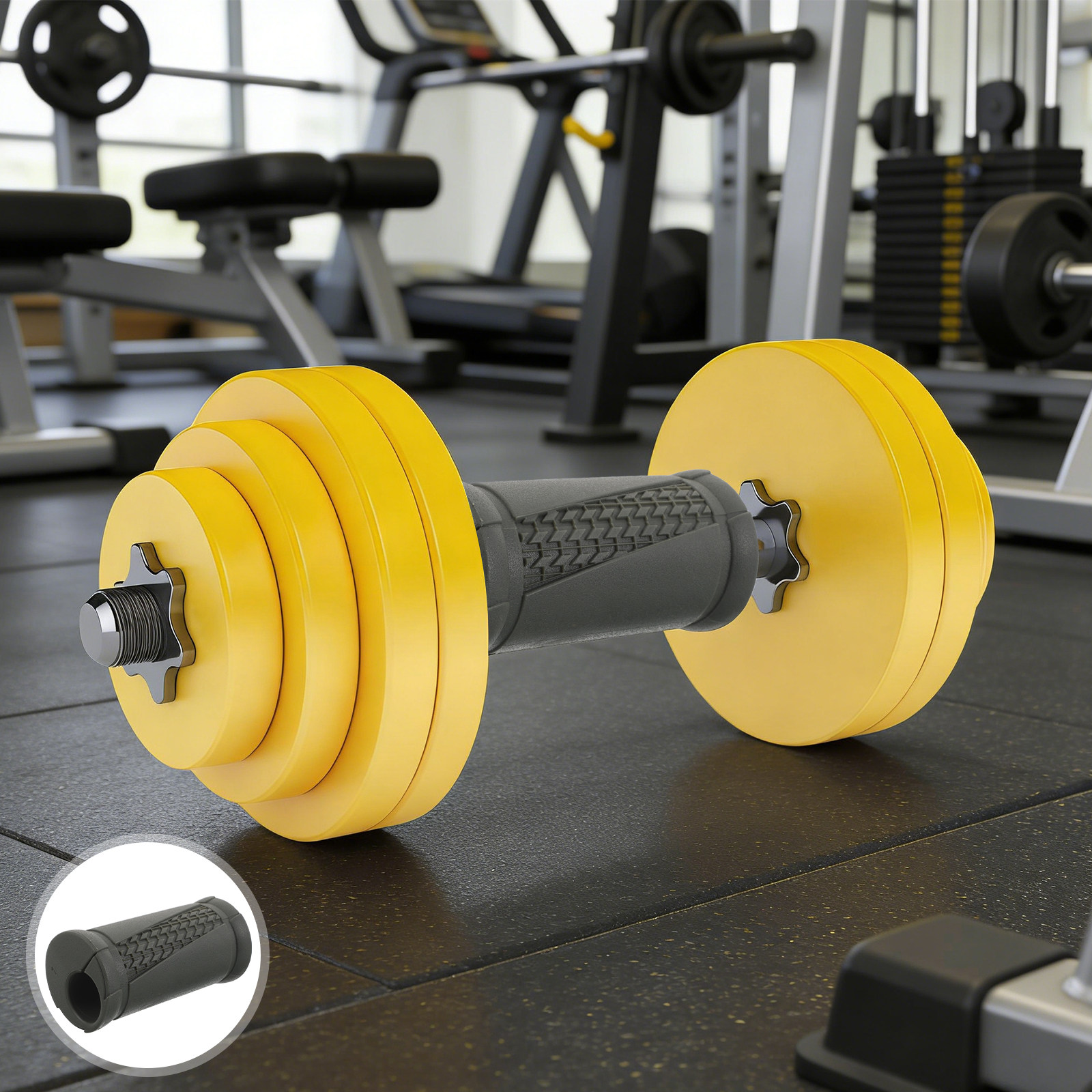 Fitness Equipment - قطعتان من مقابض الدمبل المانعة للانزلاق،