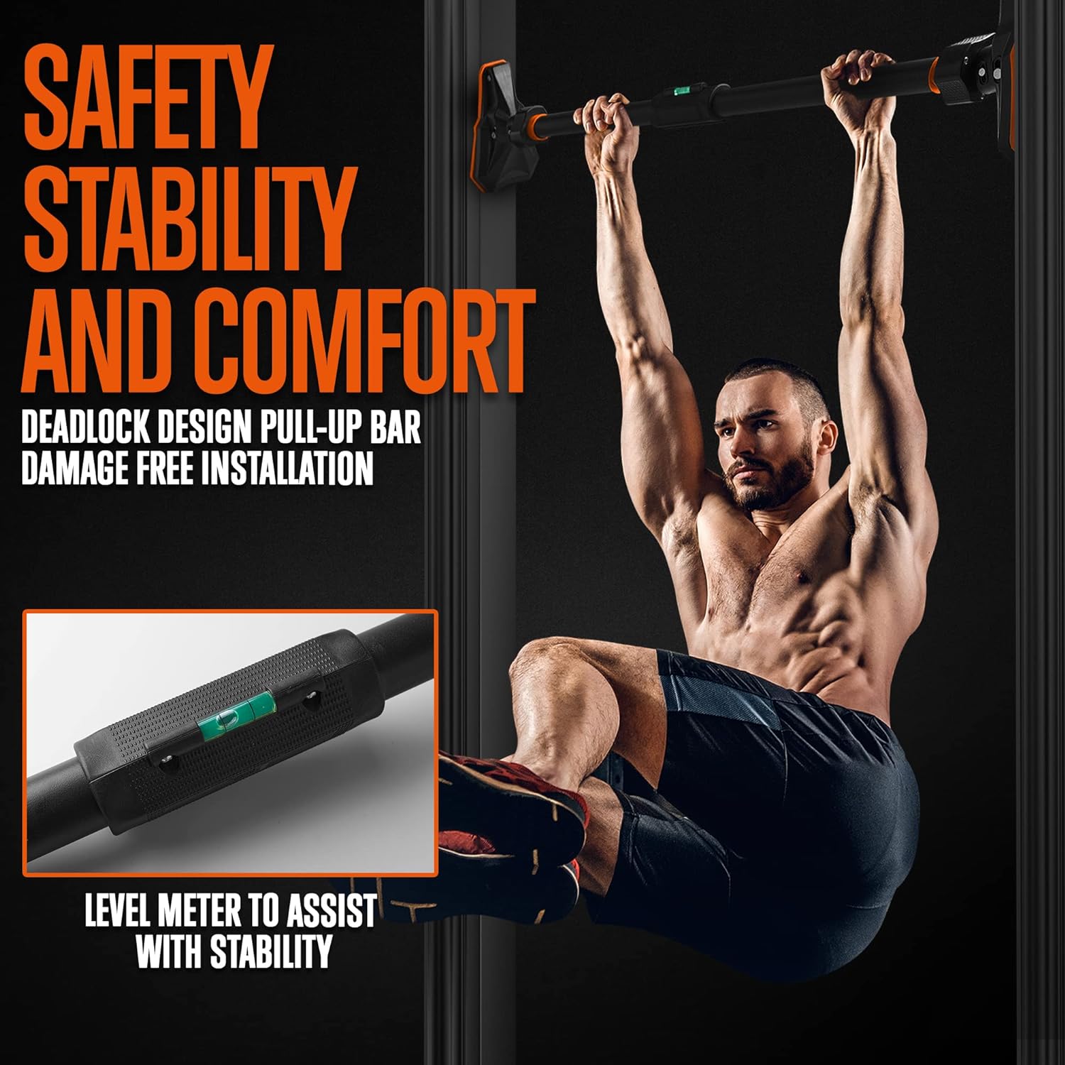 Door Pull Up Bar No Screw - عارضة سحب/رفع للباب بدون براغي، عارضة