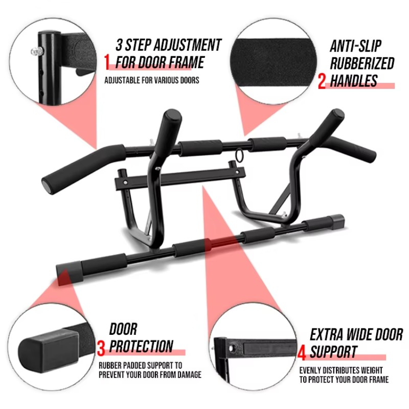 Door Pull Up Bar No Screw - قضيب سحب للأبواب مضاد للانزلاق مع
