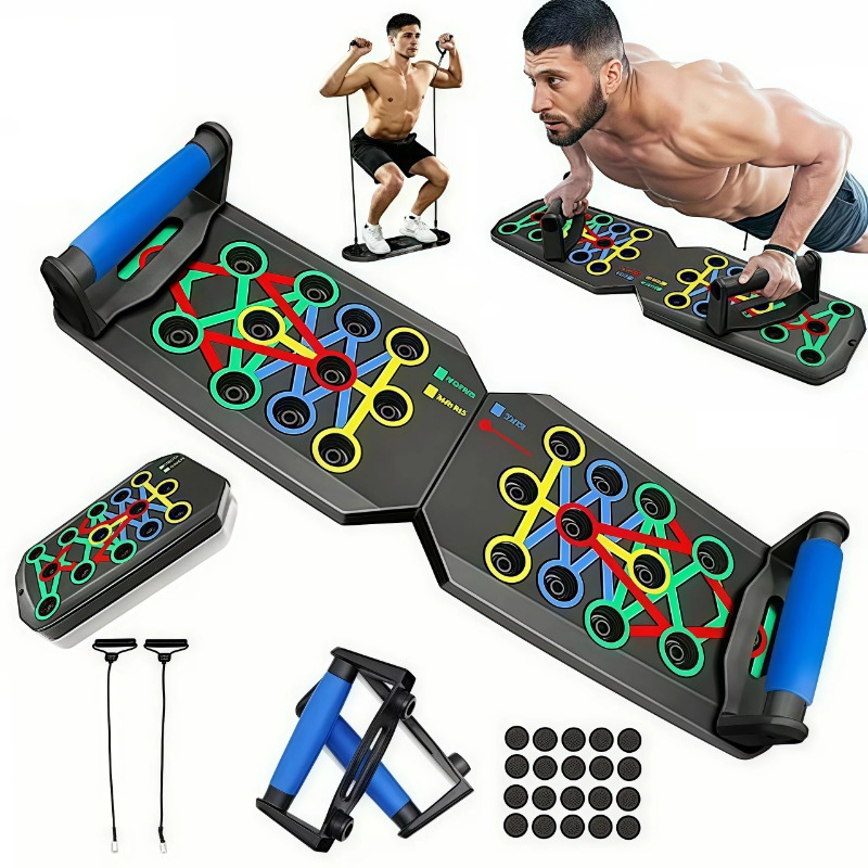 Push Up Board Foldable Multi Function - لوح تمارين قابل للطي مع أربطة