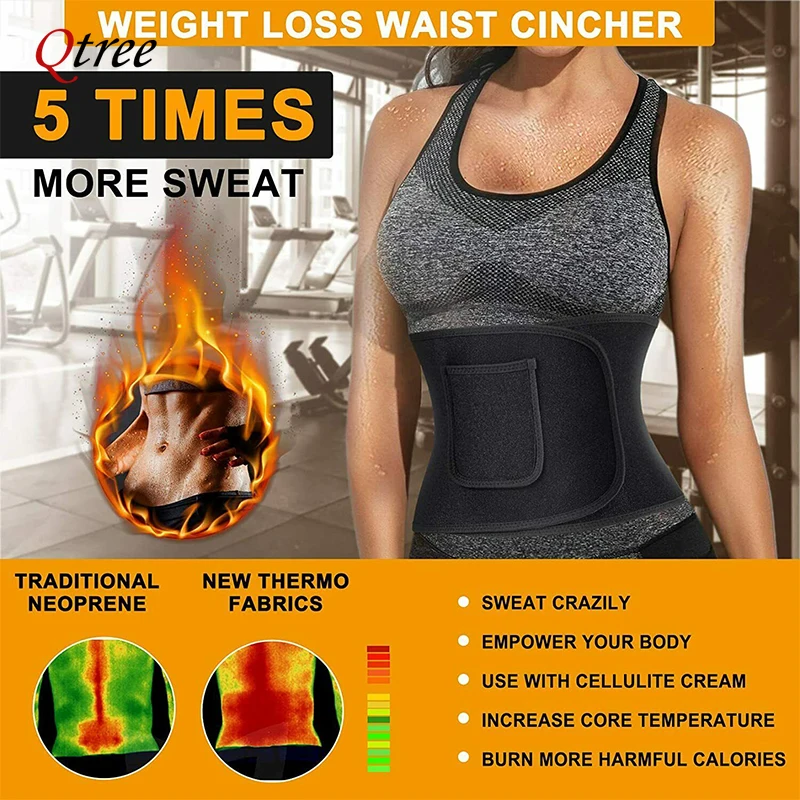 Qtree مشد للخصر محدد شكل الجسم - مراجعة Sweat Waist Trainer Belt Neoprene وسعره