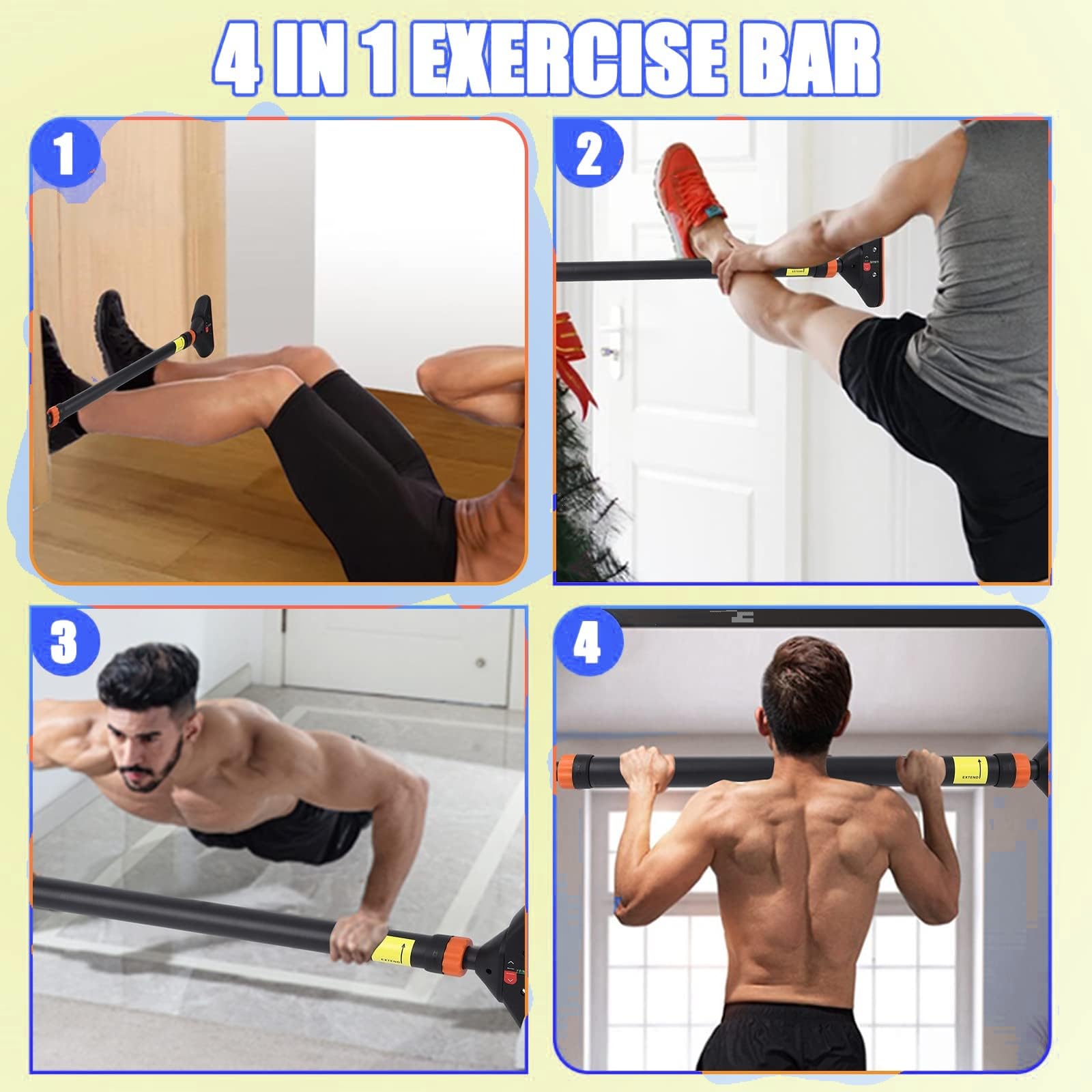 قضيب سحب قابل للتعديل للتركيب  - مراجعة Door Pull Up Bar No Screw وسعره